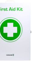 This is a wall-mounted First Aid Cabinet by the brand Commander.
