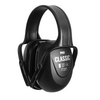 A pair of sleek, all-black matte finish "Classic" earmuffs featuring a wide padded headband and large acoustic ear cups.