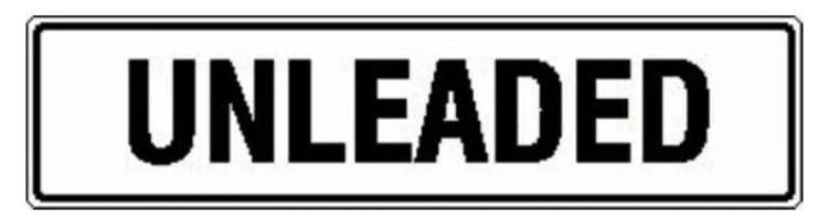 Image of a sign with black and white design: "Lead."