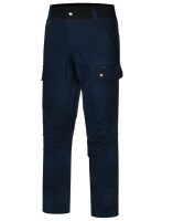 Image of dark navy blue cargo pants with pockets on the side.